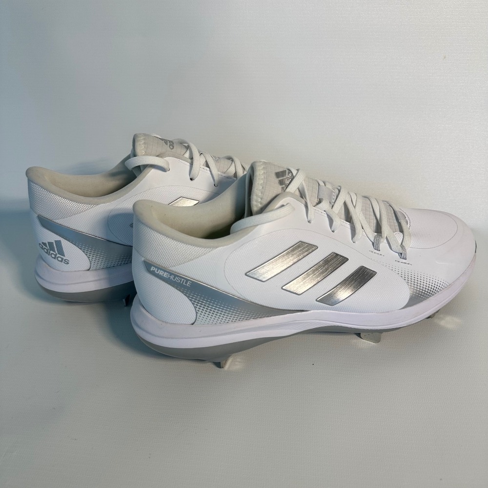 Adidas PureHustle 2 Softball Cleats Mens Size 10.5  White Silver Metal‎